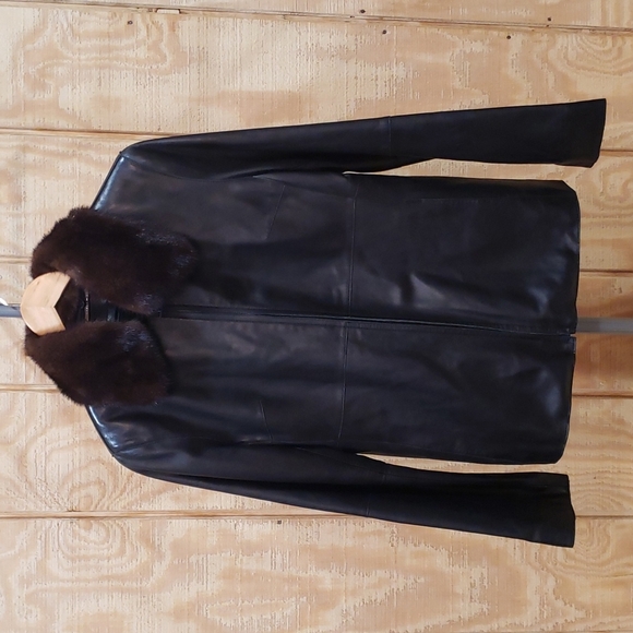 Andrew Marc Jackets & Blazers - Andrew Marc New York Genuine Leather Mink Collar Full Zip Jacket Size S